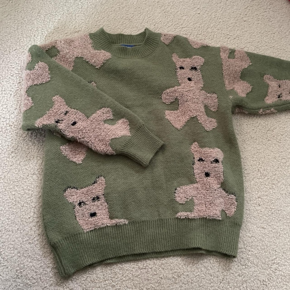 kori green teddy bear sweater